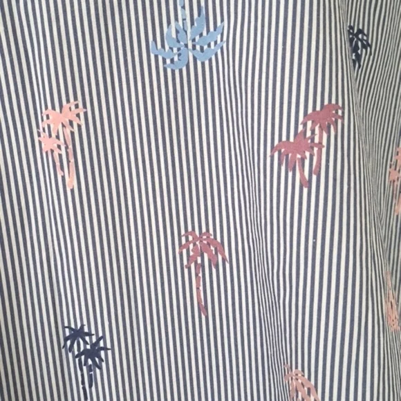 Bonobos Blue Palm Party Stripe Pegasus Pullover Shirt Blouse Size Medium - Picture 5 of 12